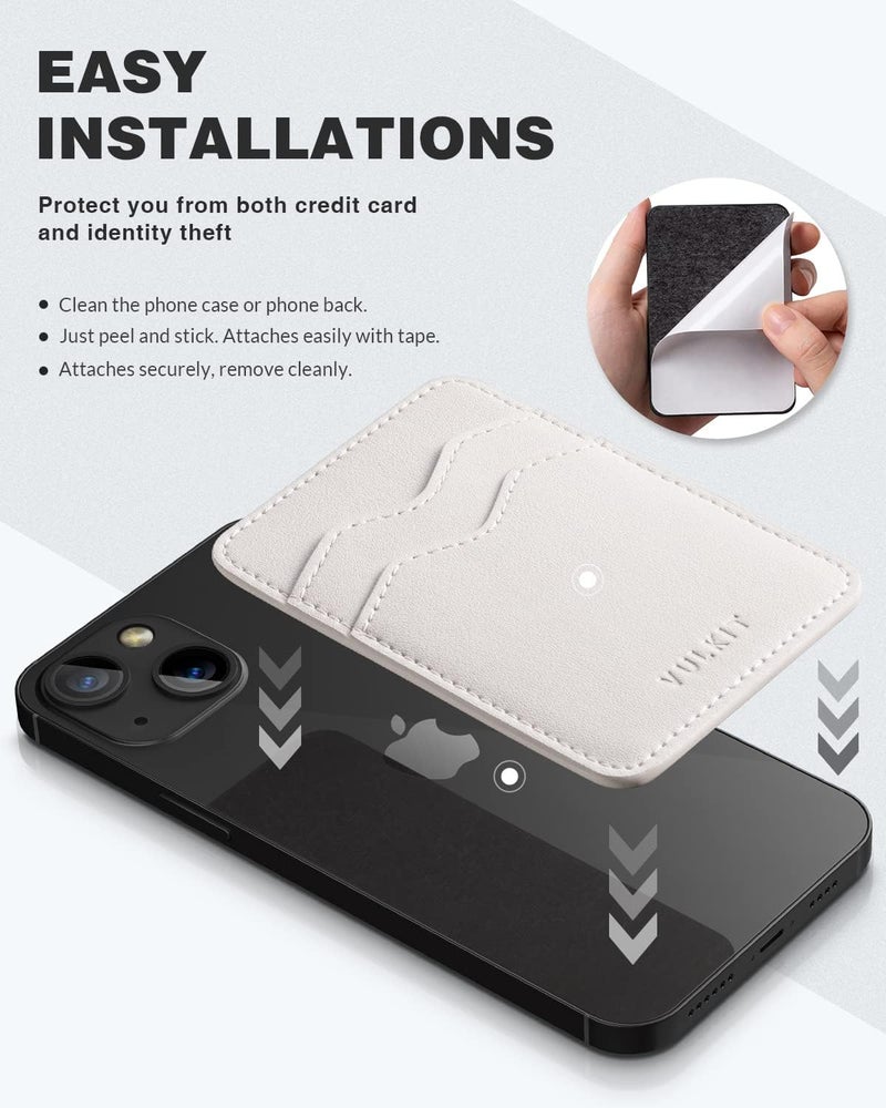 VULKIT حامل بطاقة لاصق متوافق مع آيفون محفظة جلدية للهاتف المحمول حافظة بطاقة ائتمان ملصق قوي للنساء - Image 5